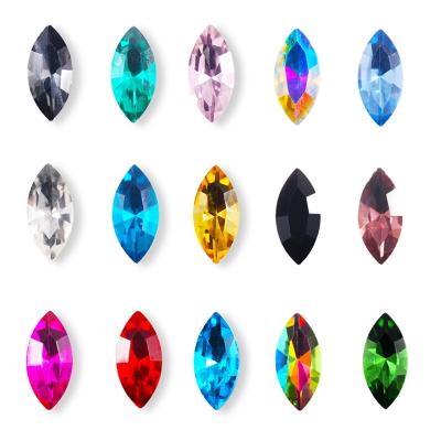 China Pointback Class All Crystal Colorful Horse Eye Shape Marquise Glass Pointback Rhinestones For Wedding Costume Jewelry Rhinestone Ornament for sale