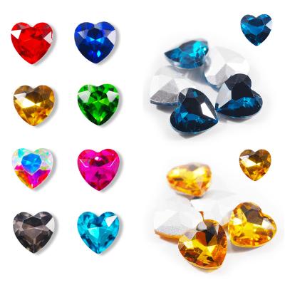 China Colored Glass Rhinestone Pointback Heart Pointback 6mm-27mm Crystal Stone Shiny Rhinestone For Dress Clothes Jewelry Craft Decoration for sale