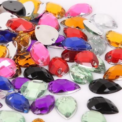 China 18x25mm Drop Colored Water Fix Acrylic Crystal Shape Flatback Non-hot Fake Stones Sew On Stones For DIY Clothes Decoration for sale