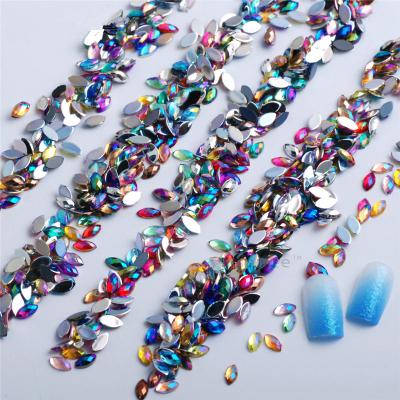 China Flatback 3x6mm Horse Eye Crystal AB Rhinestones Non Hotfix Flat Back Acrylic Stones Non Sew On Rhinestone For Nail Art for sale