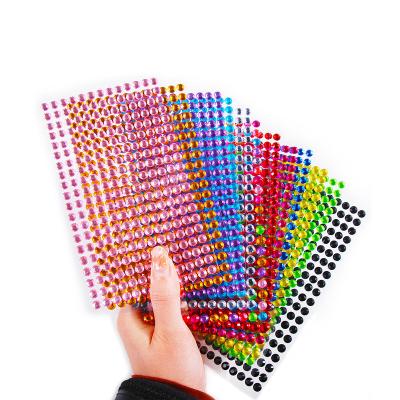 China Acrylic Flatback 260 Pcs/set 6mm DIY Decal Crystal Diamond Bling Rhinestone Self Adhesive Stickers For Phone Case Decoration for sale