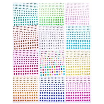 China Self-adhesive Colorful Rhinestone Flatback Stickers 12 Colors 3 Sizes Single Grain Stickers for Face Art Decoration DIY Festival for sale