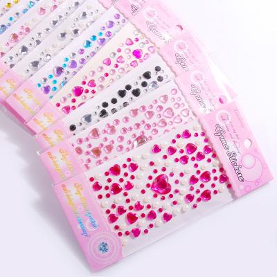 China Multicolor Love Crystal Face Sticker Decals Stickers Various Sizes Decorative Decorative Acrylic Fake Stones for sale