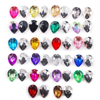 China Pointback 22 Colors 13*18mm Available 500 Pieces Teardrop Shape Sewing Acrylic Crystal DIY Sew On Costume Jewelry Rhinestones for sale