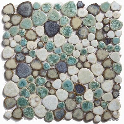 China Parquet China Mixed Color Irregular Cobblestone Bathroom Ceramic Mosaic Tile for sale