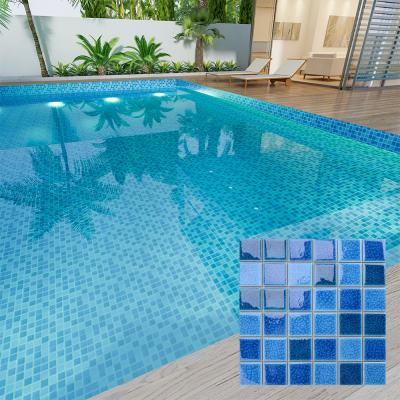 China Metallic Blue Glazed Glazed Back Floor Pool Tiles 12x12 Splash Ceramic Mosaic Tiles For Sale for sale