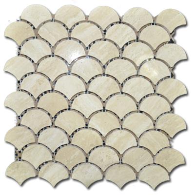 China Parquet Travertine Carrara Slate Fish Scale Mosaic Tile Backsplash Philippines for sale