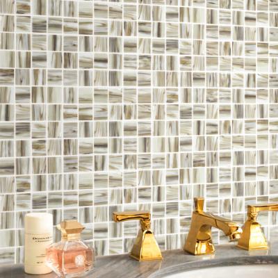 China Beige Parquet Porcelain Smalti Artist Clear Floor Mosaic Slab Glass Stickers for sale