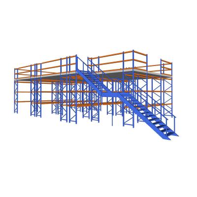 China Stackable Heavy Duty Storage Metal Mezzanine Warehouse Steel Structure Platform Floor Rack Supported Racks And Shelves for sale