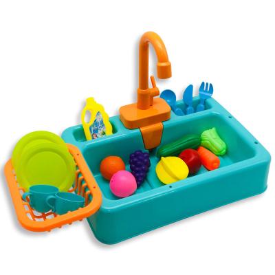 China PP+ABS Running Water Kitchen Sink Set Toys Kids Pretend Dish Wash Play Kitchen Toys for sale