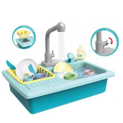 China Plastic Kids Electric Dish Wash Sink Set Toys Kids Pretend Play Kitchen Toys for sale