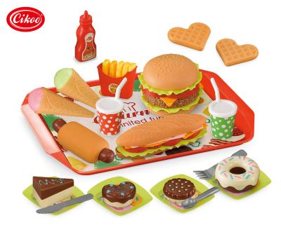 China Plastic Kids Pretend Food Toys Set Plastic Hamburg Fast Food Set Play Kitchen Toys For Kid for sale