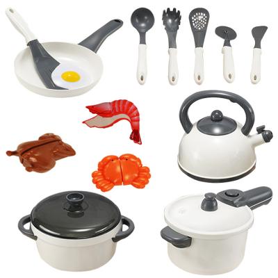 China Plastic kids pretend cook cookware set toys 14piece white plastic kitchen toys for child for sale