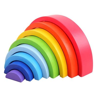 China Hot Sale Wooden Stacking Toys Rainbow Blocks Educational Toys For Kid 8pcs for sale