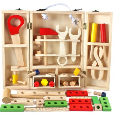 China Colorful Wooden Portable DIY TOY Simulation DIY Toolbox Toys For Kid Hand Make Toy For Children for sale