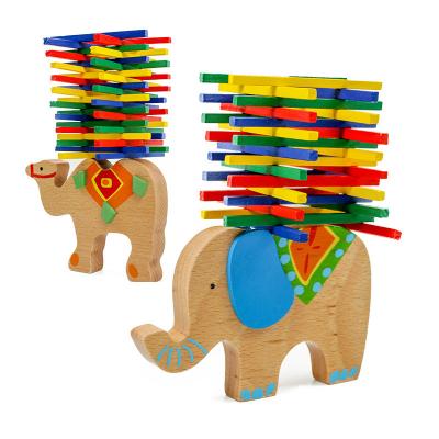 China Educational Toys Colorful Stacking And Balancing Wooden Block Toys Elephant And Camel Balancing Beams Toys For Kid for sale