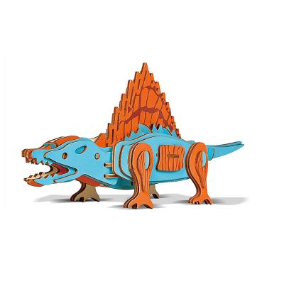 China 3D Wooden Puzzle Toys Wooden 3D Puzzle Dinosaur Toys For Kids Craft DIY Puzzle Toys For Kid for sale