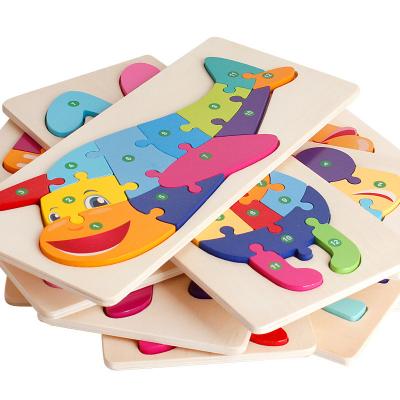 China 3D Wooden Puzzle Toys 3D Cartoon Wooden Jigsaw Puzzle Educational Toys For Kid for sale