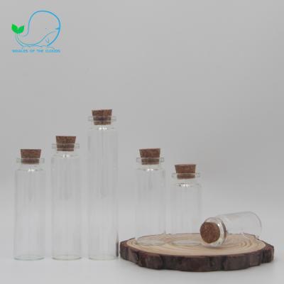 China Recyclable in Stock Mini Small Glass Bottle Jars Custom Wholesale Containers Wishing Bottle with Cork Lid for sale