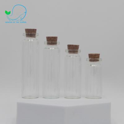 China Multiple Options Wholesale Recyclable Break-resistant Small Capacity Mini Clear Glass Wishing Bottle Cork Top for sale