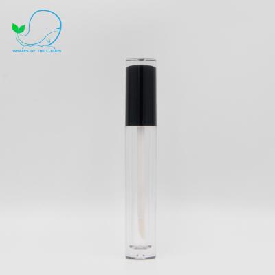 China New Arrival Cosmetic Custom Round Lip Gloss Bottle 5Ml Long Clear Packaging Empty Lip Gloss Tube With Brush for sale