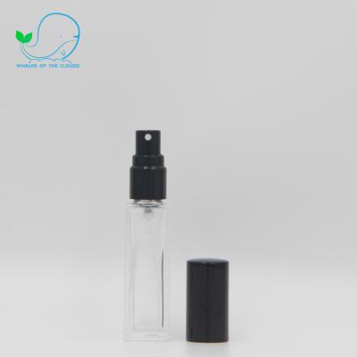 China Square Bottle 5Ml 10Ml Stock Reusable Small Clear Glass Perfume Pump Cosmetic Packaging Rectangular Spray for sale