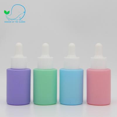 China Personal Skin Care Packaging In Stock Wholesale Custom Skin Care 30Ml Matte Color Serum Oil Glass Macaron Dropper Bottle for sale