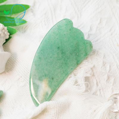 China Custom Crystal Scraping Facial Unique Heart Shape Logo Natural Green Jade Stone Body Massage Gua Sha for sale