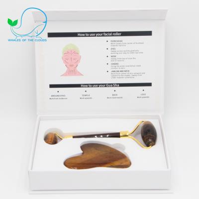 China Body Making Supply Reusable Facial Massager Tool Skin Quartz Roller and Gua Sha Set for sale