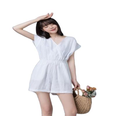 China 2021 Women Summer Breathable Casual White Sleeveless Overalls Sexy One Piece Overalls for sale