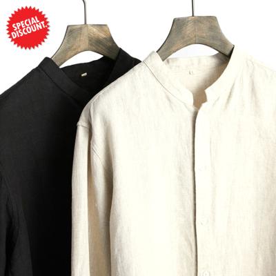 China Summer Breathable Fashion Wholesale 100% Promotion Discount Low Price Formal Men Long Sleeve Casual Linen Shirt For Sale for sale