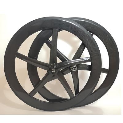 China 700C mountain bikes starfish 5 spokes track bike wheelset anvil or tubular bicycle carbon rim for sale for sale