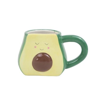 China Cute Modern Hand Painted Avocado 3D Mug, Ceramic Coffee Mug, Novelty Gift Mug - dehua hengfei for sale