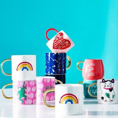 China Modern Wholesale Ceramic Coffee Mugs Rainbow Shaped Rainbow Mug Gift for sale