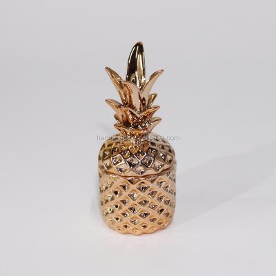 China Luxury gold pineapple storage jar pineapple storage jar candy jar for gift and being sweet ceramic for sale