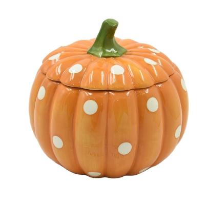 China Thanksgiving Kitchen Pumpkin Cookie Jar Ceramic Drop Decoration Dining Ceramic Storage Containers for sale