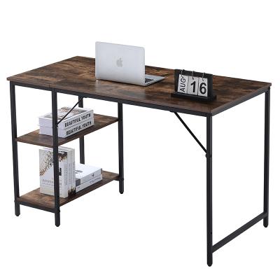 China (Other) Online Buy Adjustable H Shaped Study Table Adjustable Wood Writing Desk Rustic Brown Industrial Computer Desk With Shelf for sale