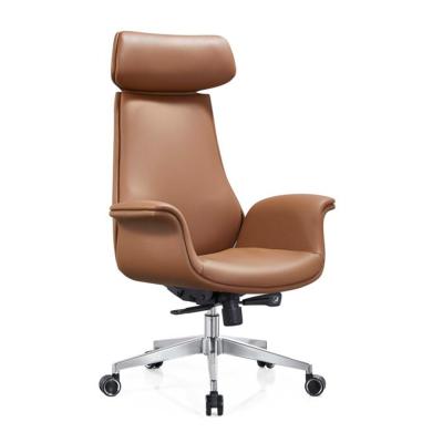 China Office Recliner Chair Brown (Height) Ergonomic Adjustable Boss Leather Executive Chair for sale