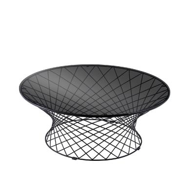 China Water Proof Round Stainless Steel Round Coffee Table Stainless Steel Leg Coffee Table Black Glass Design for sale