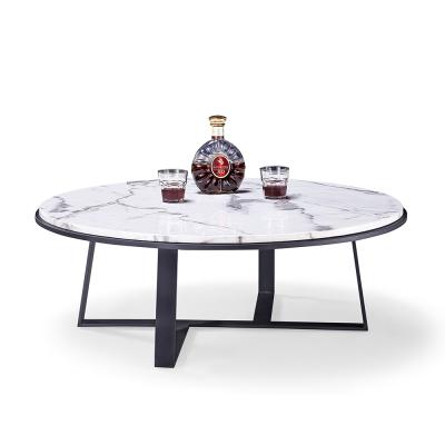 China Water Proof Easy To Clean Round Coffee Table Metal Leg Metal Frame Marble Coffee Table for sale