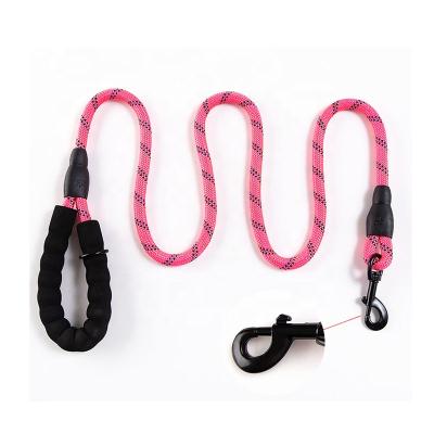 China High Quality Eco - Friendly Padded Colorful Nylon Round Rope Dog Leash Lead For Dog for sale