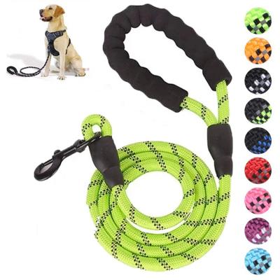 China Padded Durable Nylon Reflective 60Inch Pet Running Tracking Leashes Lead Dog Leash For Large Medium for sale