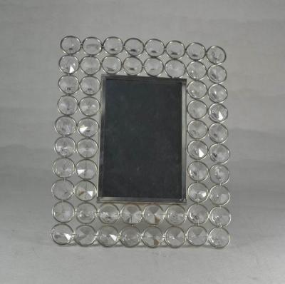 China Decorative Metal Tabletop Cosmetic Mirror With Crystal Beads for sale