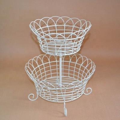 China Two-Layer Sustainable Disassembly And Assembly Round Metal Fruit Basket for sale