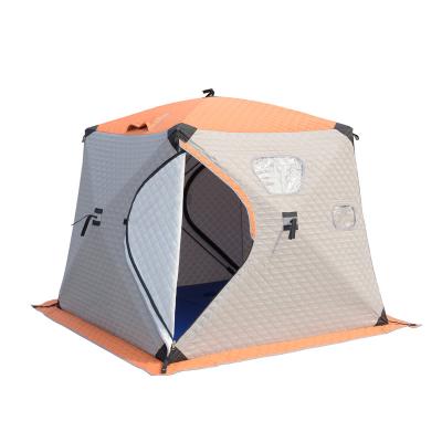 China Automatic Insulated Pop Up Winter Ice Fishing Cube Insulated Dive Tent 1-2 Person 3 Layers for sale