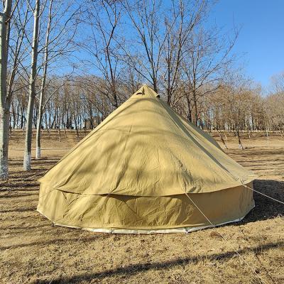 China Large portable luxury desert cotton canvas 4m 5m yurt glamping bell tent with stove hole for sale