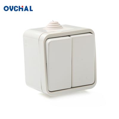 China OUCHI China Residential Wholesale 2 Strip Waterproof ABS IP54 Panel Wall Switch for sale