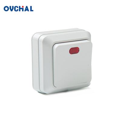 China Residential Electric Wall Switch One Strip European Style Wall Switch Red Light for sale