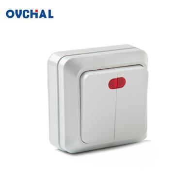 China OUCHI China Residential Supplier Two Strip Exterior Wall Mounted Electric Light Switch for sale