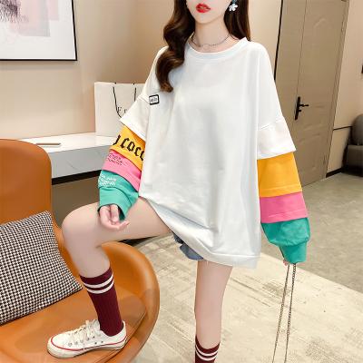 China Autumn and winter wholesale anti-shrink casual loose color women round neck pullover sweater street hoodie for sale